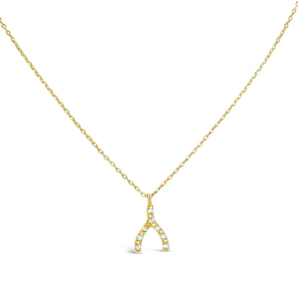 14k Gold Wishbone Necklace